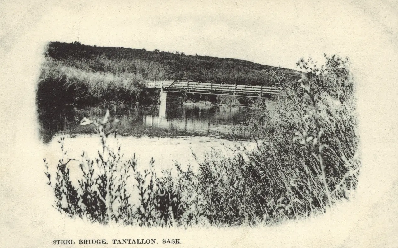 Steel Bridge over the river, about 1910